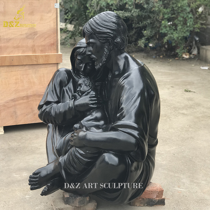 Metal casting bronze sleeping Mary Joseph and Jesus family statue for sale