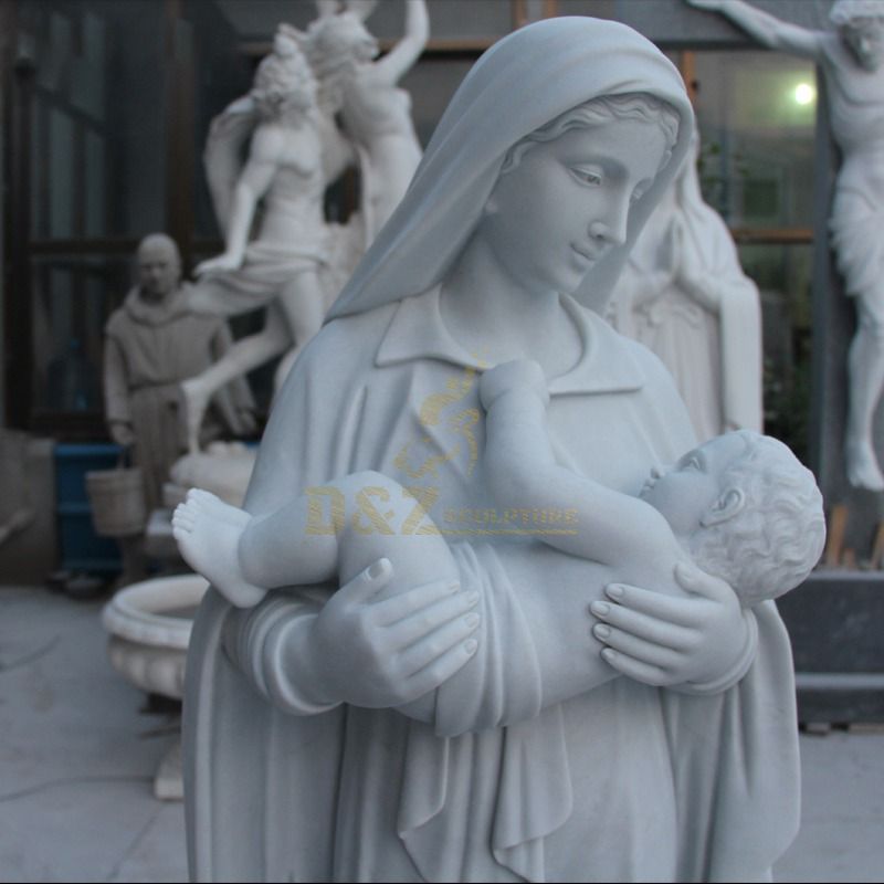 High Quality Outdoor Garden Stone Virgin Mary And Jesus Statue