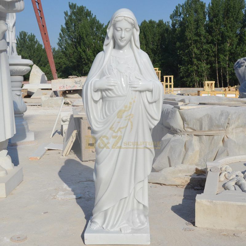 Hand Carved Stone Marble Statue Of Mother Mary