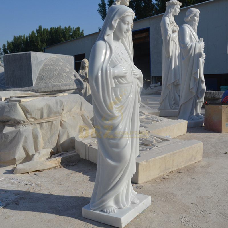 Hand Carved Stone Marble Statue Of Mother Mary