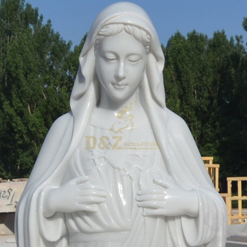 Hand Carved Stone Marble Statue Of Mother Mary