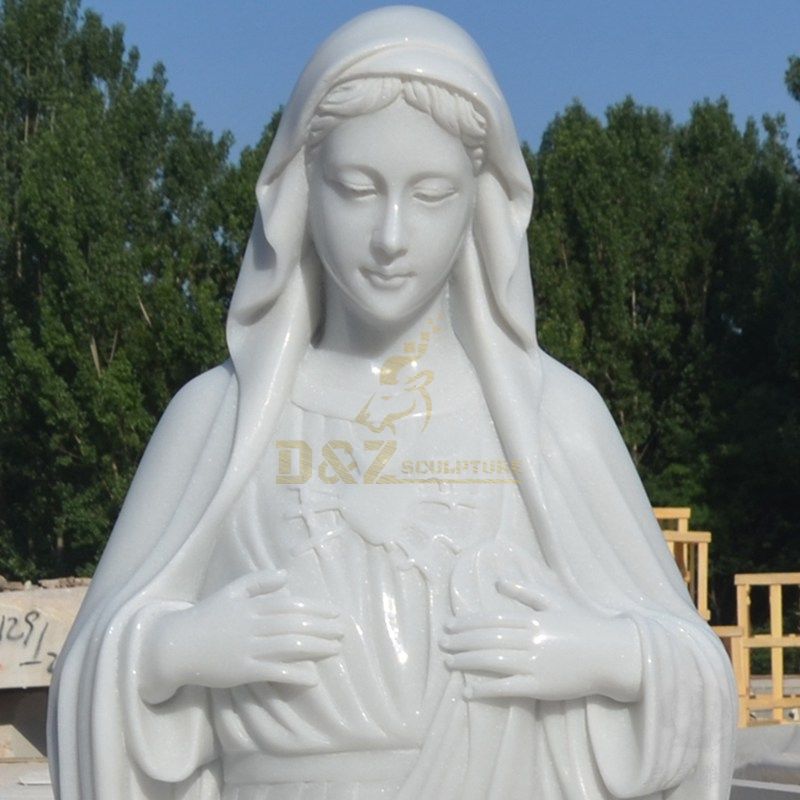 Western Religious Decor Marble Virgin Mary Statue Christianity Stone Sculpture
