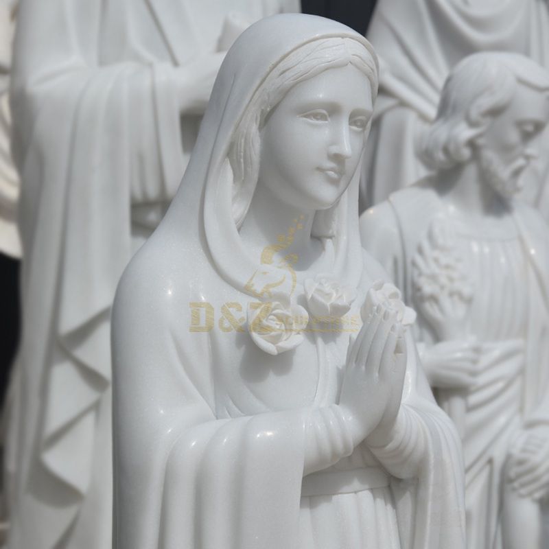 Park Decoration Customized Size Marble Mary And Jesus Religious Statue