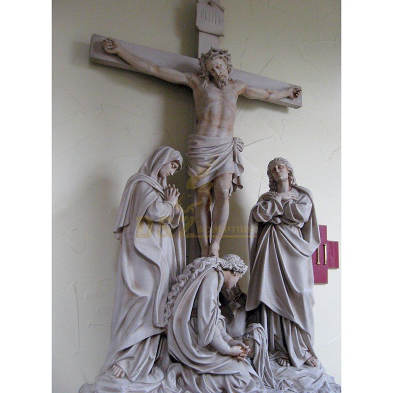 New Arrive Cross Jesus Religious Statue On Rose Jesus Crucifix Cross Figurine