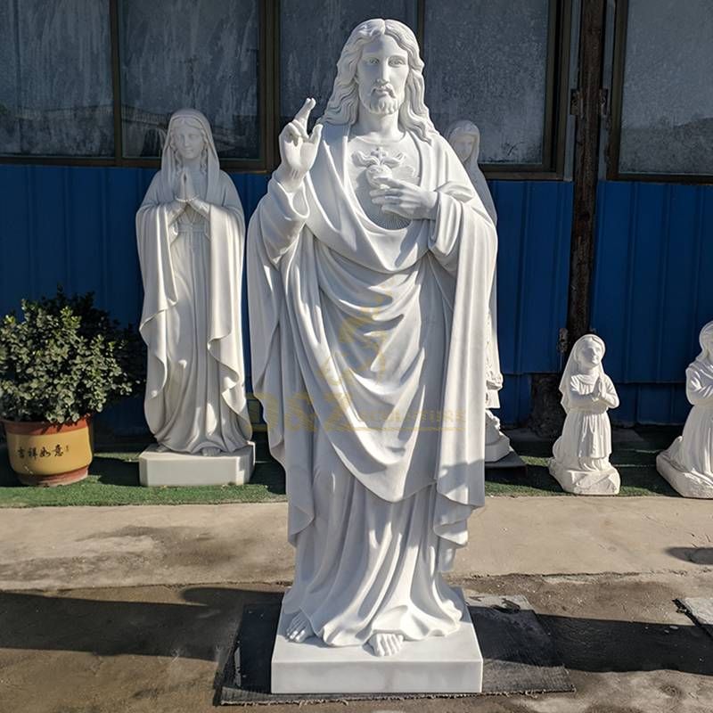 Classic White Marble Meditating Jesus Statue