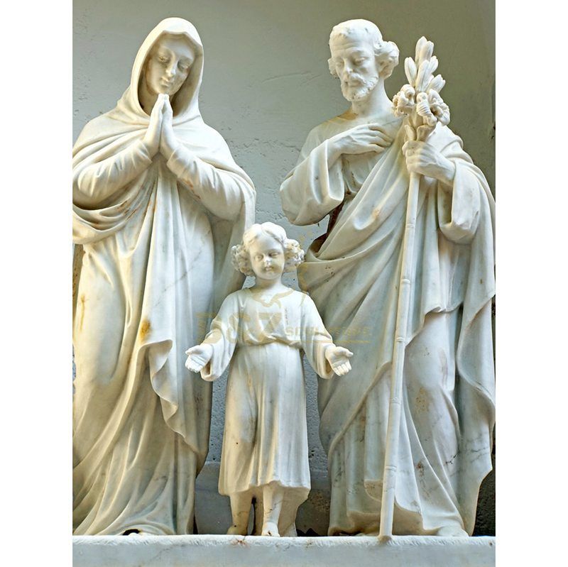 White Nativity Set Holy Family Catholic Religious Statue