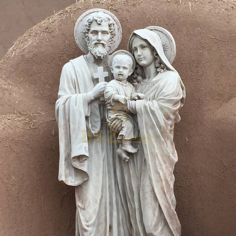 Hand Carved White Marble Holy Family Statue