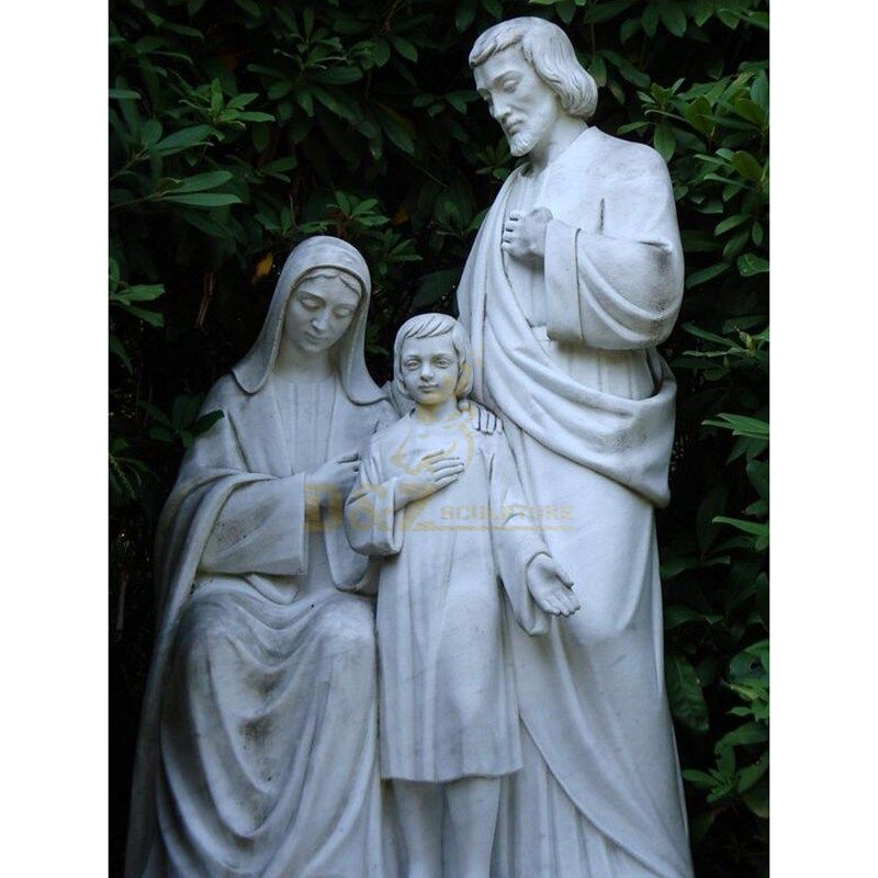 Hand Carved White Marble Holy Family Statue