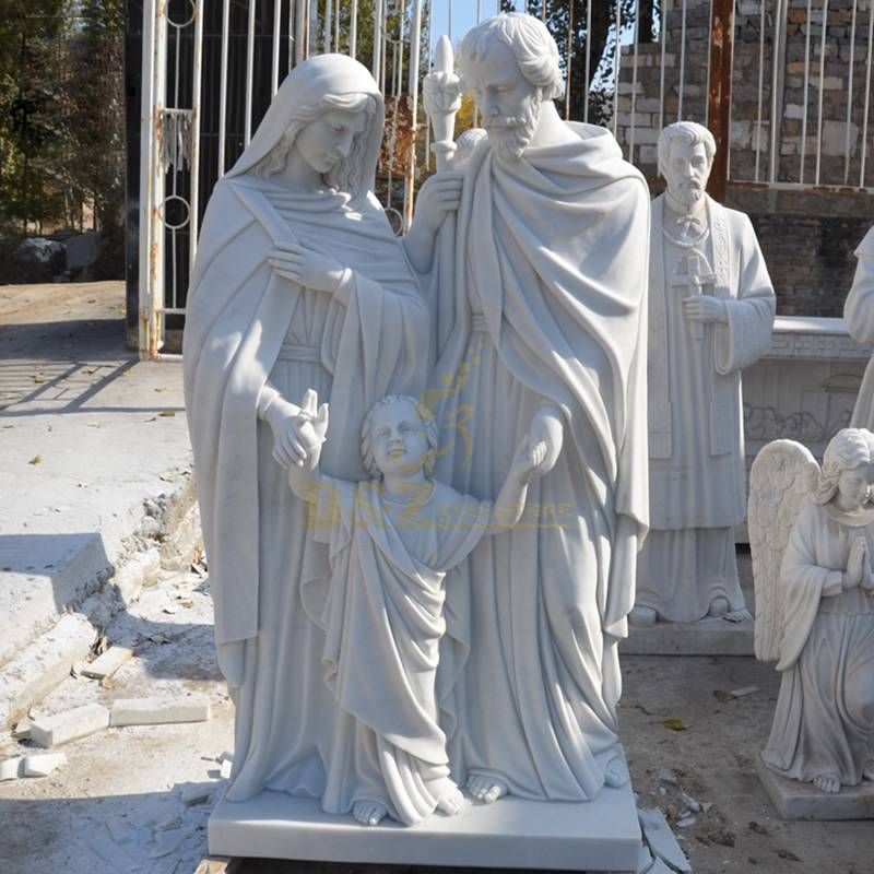 Grey Granite Paradiso Holy Family Sculpture Hand Carved