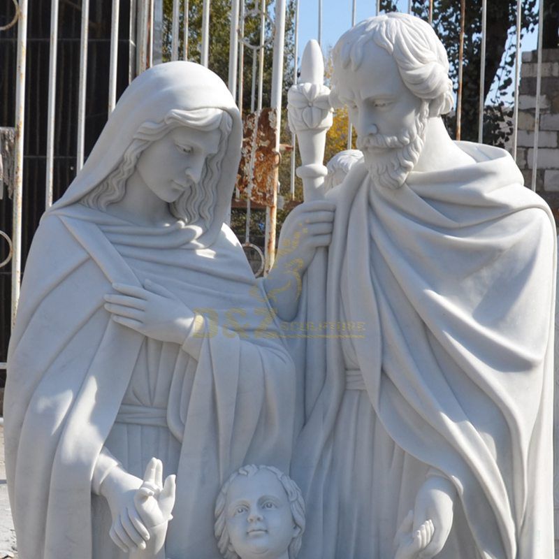 Grey Granite Paradiso Holy Family Sculpture Hand Carved