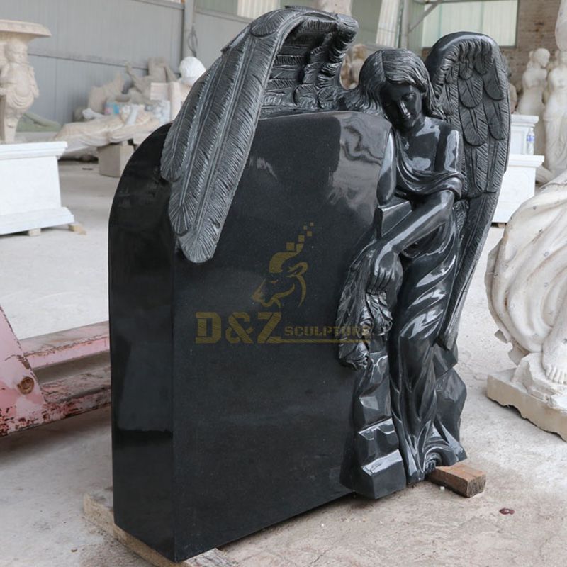 Hand Carving Marble Monument Black Tombstone Angel Price For Sale