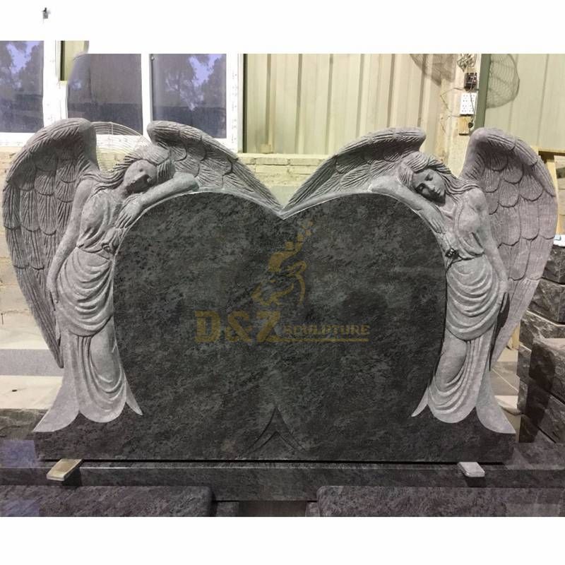 New Design Angel Embrace Heart Shape White Marble Tombstone Design Angel