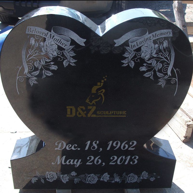 Shanxi Black Heart Headstone Granite Tombstone For Memorial