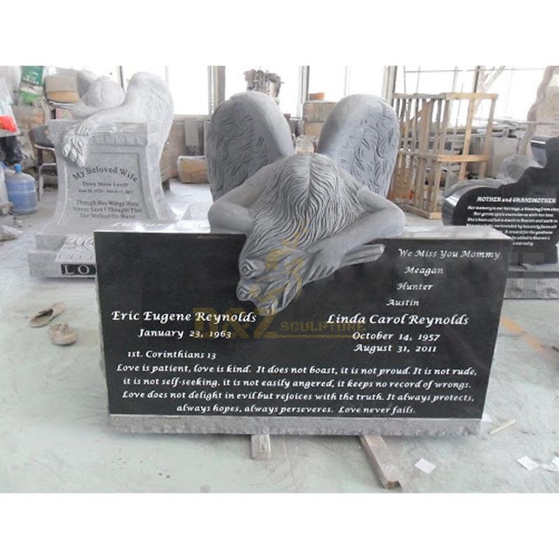 Granite Angel Baby Sculptured Tombstone Monument
