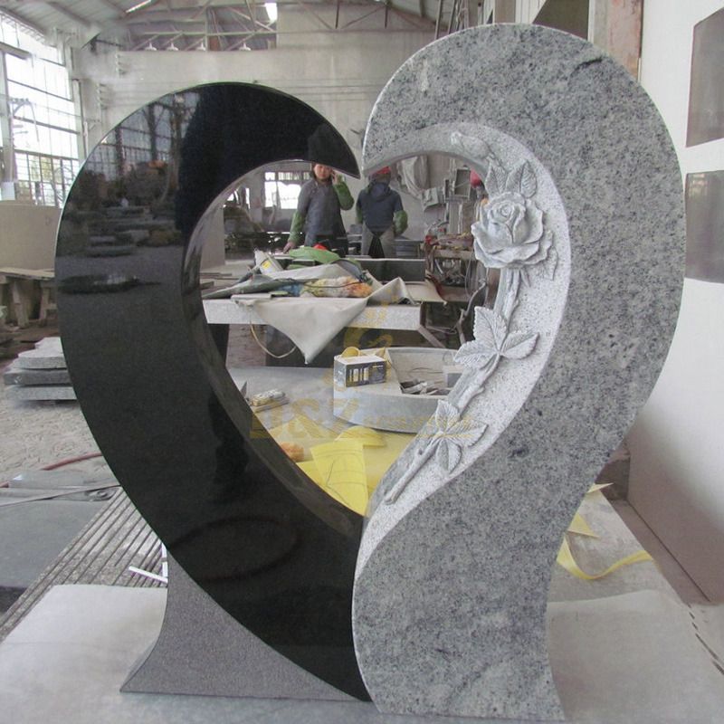 Heart Design One Piece Angel Monument Tombstone Headstone Gravestone