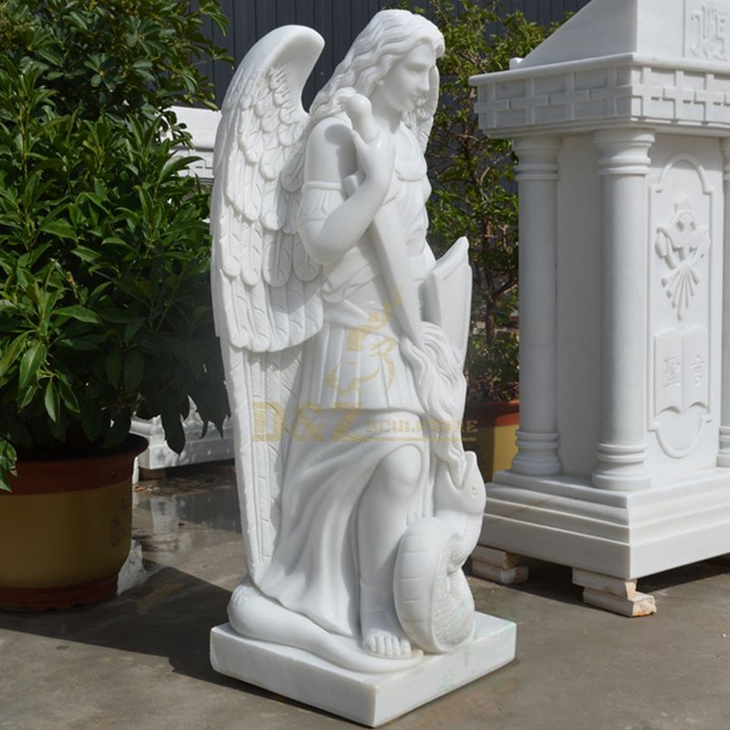 Church Decoration Sculpture Large Marble White Angel Statues For Sale