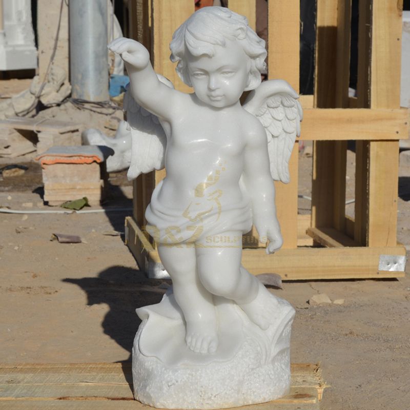 Popular Designs Carved White Marble Little Boy Angel Statue