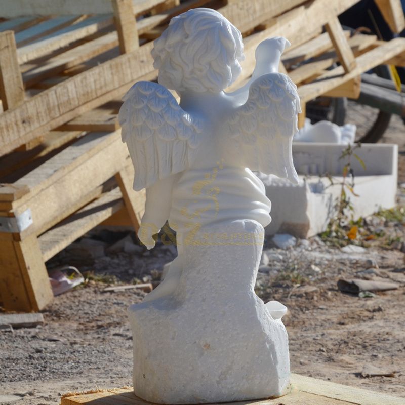 Outdoor Garden Decoration White Marble Little Angel Statues