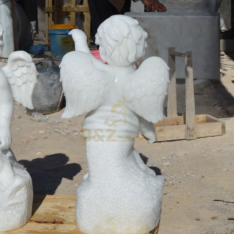 White Marble Garden Standing Angel Statue For Sale