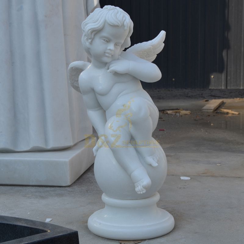 White Marble Garden Standing Angel Statue For Sale