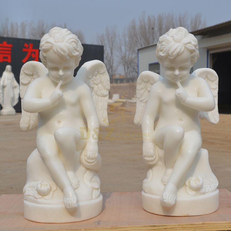 White Marble Garden Standing Angel Statue For Sale