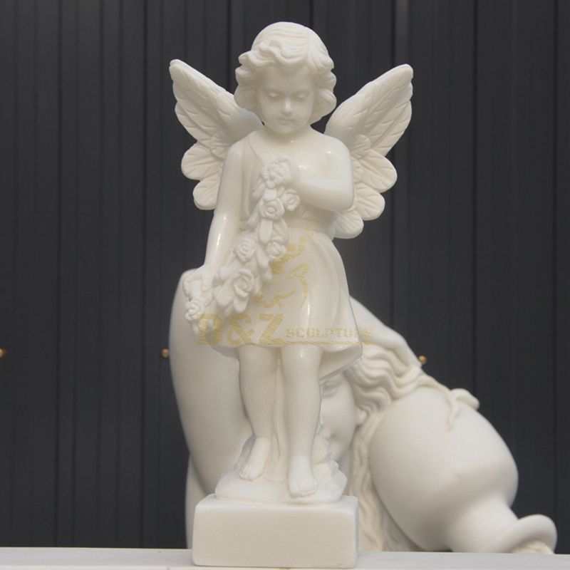 Small White Marble Children Stone Angel Sculpture