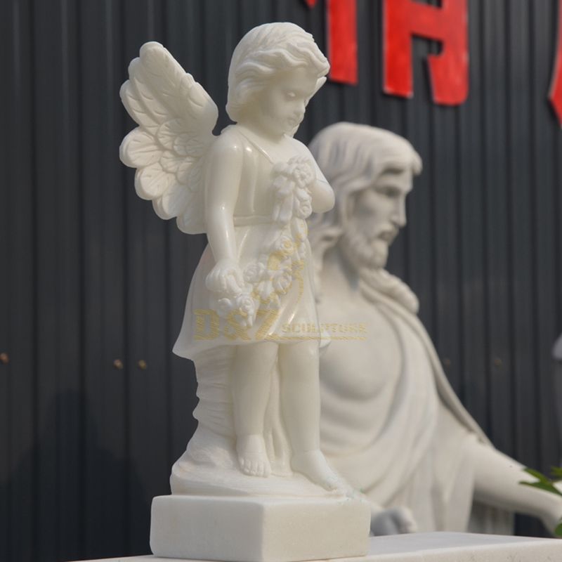 Small White Marble Children Stone Angel Sculpture