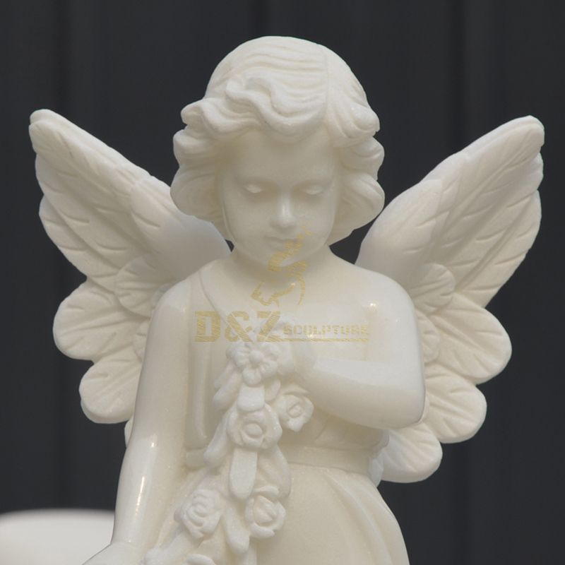 White Marble Small Angel Figurines Stone Peace Angel Statues