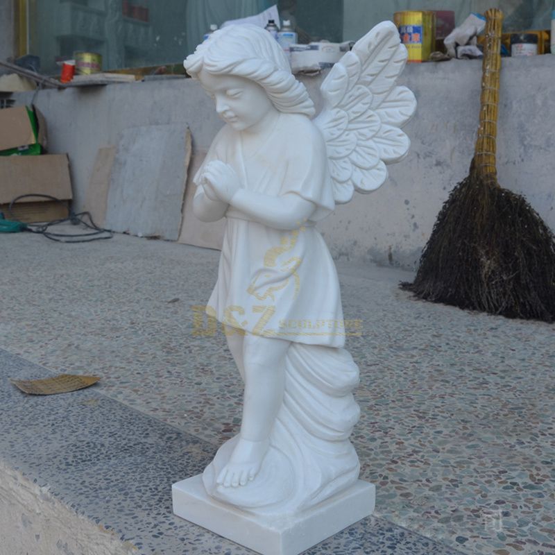 Garden Decoration White Marble Baby Angel Stone Statue