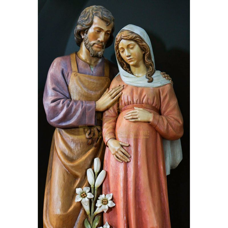 Artificial Religious Church Figure Holy Fiberglass Saint Pregnancy Mary Joseph Family Statue