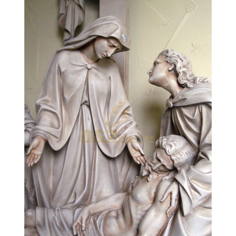 Catholic Figurines Model Crying Fiberglass Saint Virgin Mary Carrying Jesus Body Sculpture
