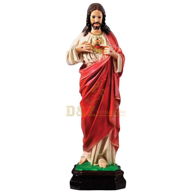 Sacred Heart Of Jesus Religious Fiberglass Finish Statue Figurine
