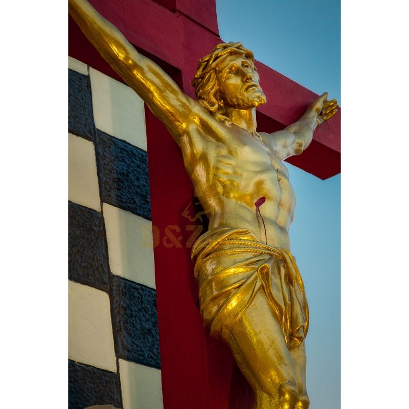 New Products Resin Crafts Jesus Cross Statue Religious Suffering Jesus On The Cross Figurines