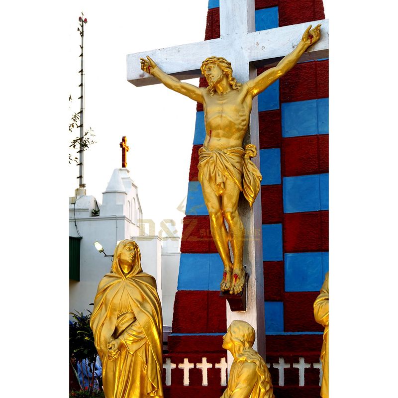 New Products Resin Crafts Jesus Cross Statue Religious Suffering Jesus On The Cross Figurines