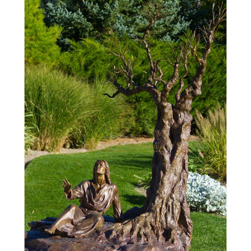 Customized Outdoor Garden Decoration Life Size Jesus Statue Sitting Under Tree