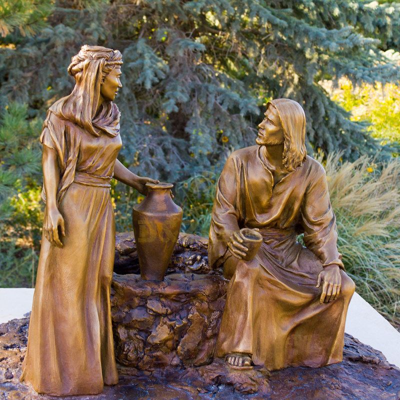 Outdoor Garden Decoration Antique Religion Casting Life size Bronze Jesus Christ Statue For I Give You Living Water