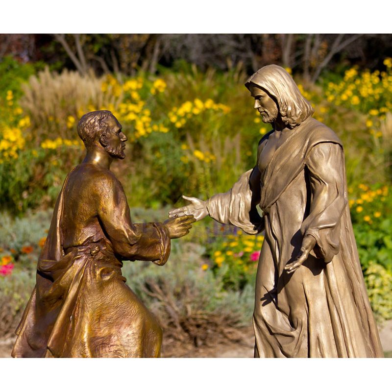Outdoor Garden Life Size Bronze Sculpture Of Jesus Feeding Chickens