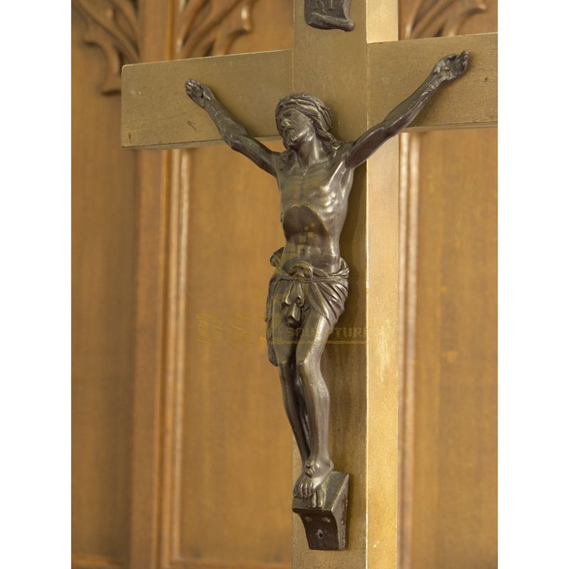 Out Door Large Size Cast Bronze Jesus Cross Sculpture