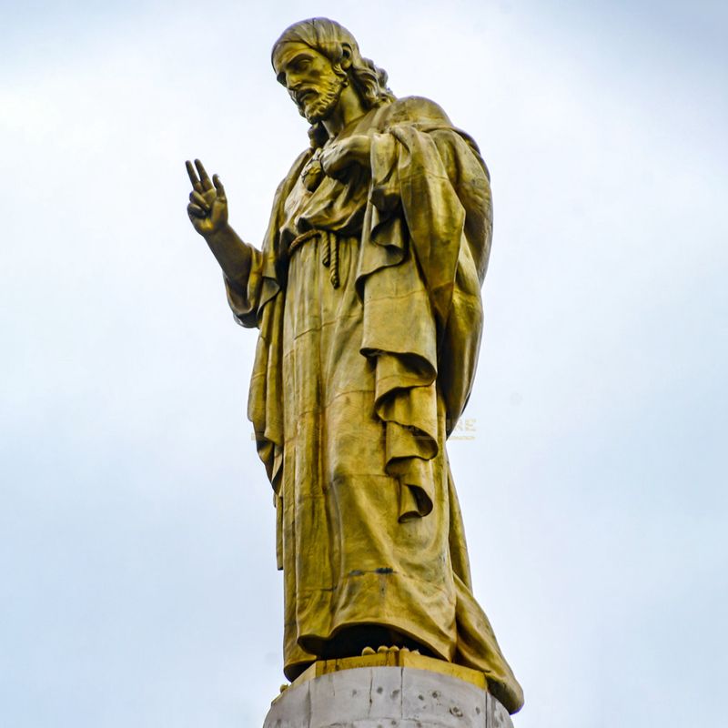 Sacred Heart Of Jesus Religious Bronze Finish Statue