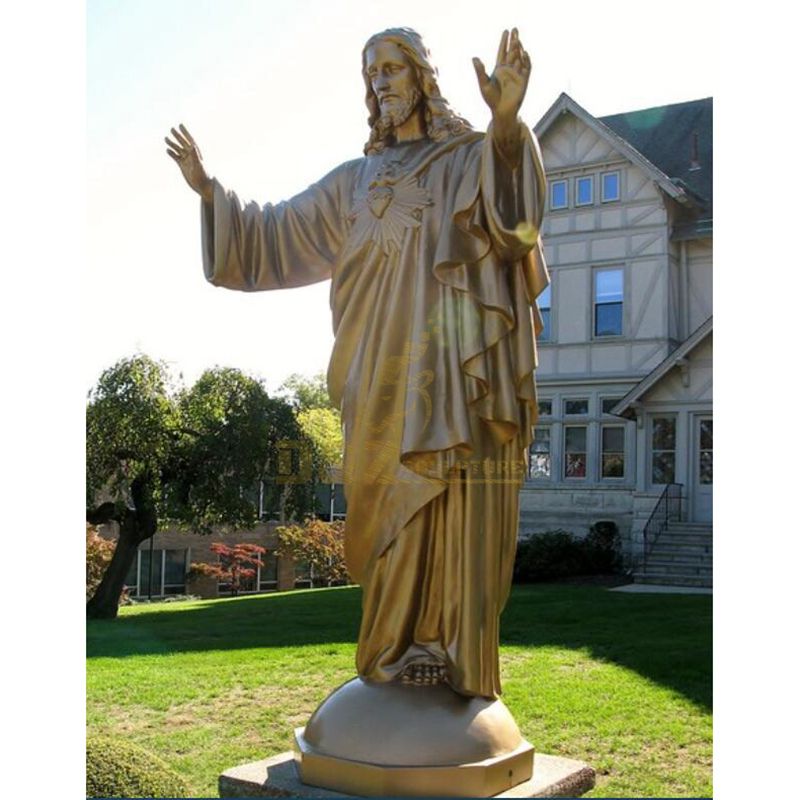 Outdoor Decor Life Size Bronze Jesus Holding Sheep Statues