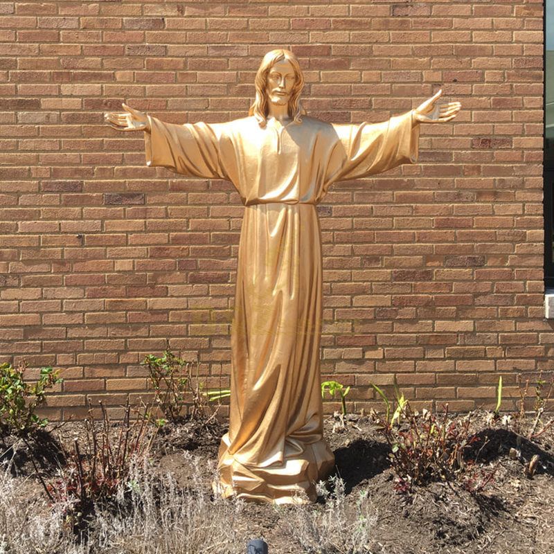 Outdoor Bronze Life Size Jesus Suffering with Big Cross Statue