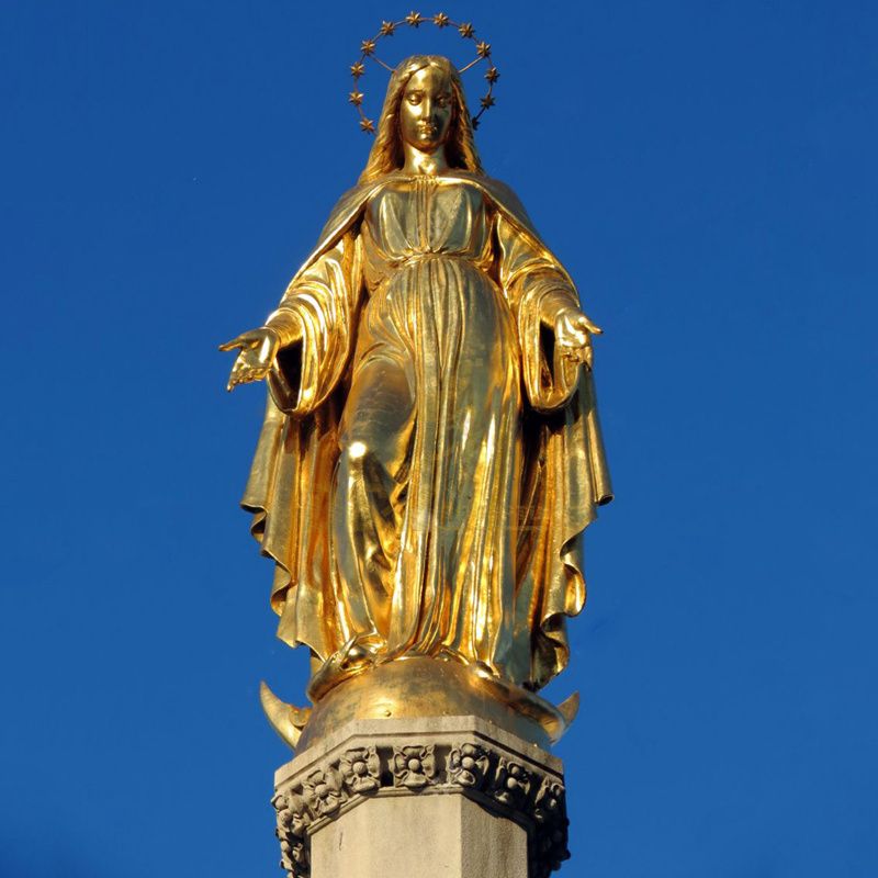 Religious Church Products Golden Colour Bronze St Virgin Mary Garden Statue