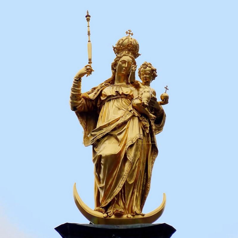 Religious Church Products Golden Colour Bronze St Virgin Mary Garden Statue