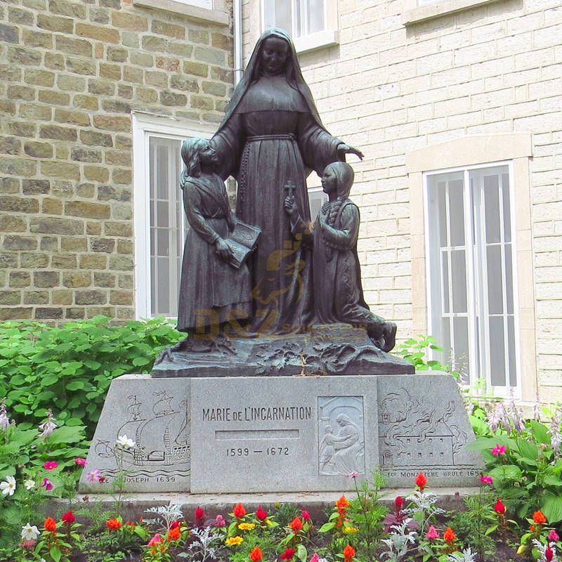 Bronze Virgin Mary Jesus Triptych Sculpture Catholic Religious Statues