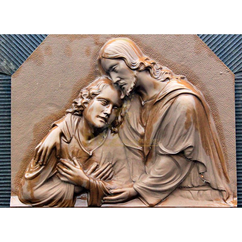 Antique Metal Bronze Virgin Mary Mourn Jesus Sculpture Statue