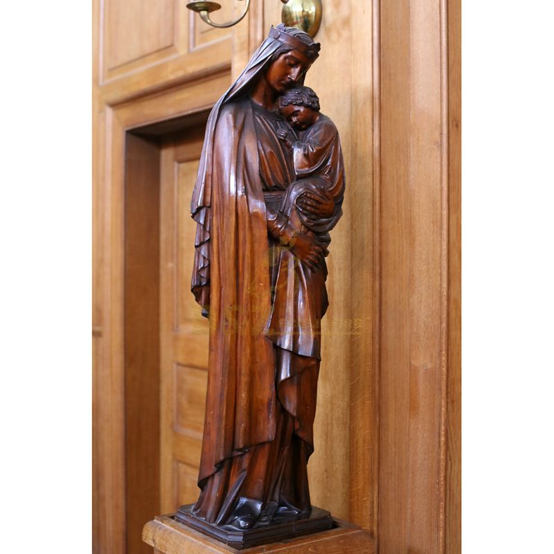 Bronze Religious Mary And Little Jesus Sculpture For Church