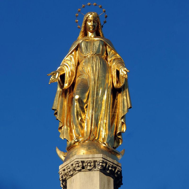 Western Bronze Praying Virgin Mary Statue With Hands Merger