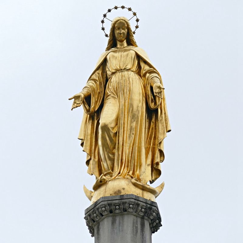 Western Bronze Praying Virgin Mary Statue With Hands Merger