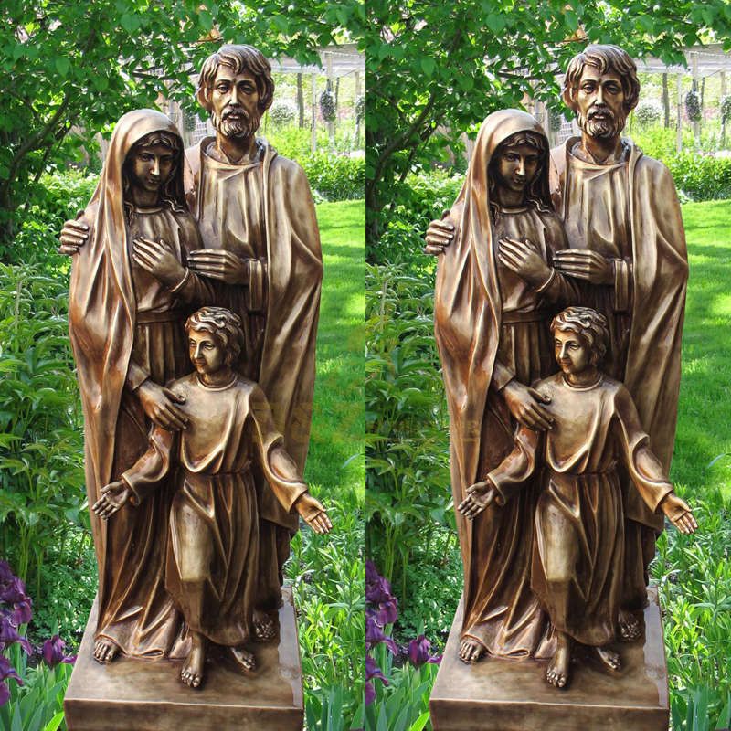 Large Outdoor Religious Bronze Stand Holy Family Statue Praying