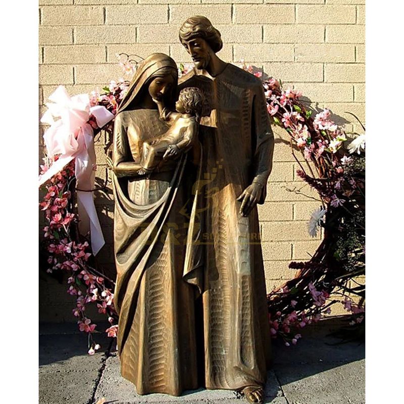 Life Size Garden Happy Bronze Holy Family Statue